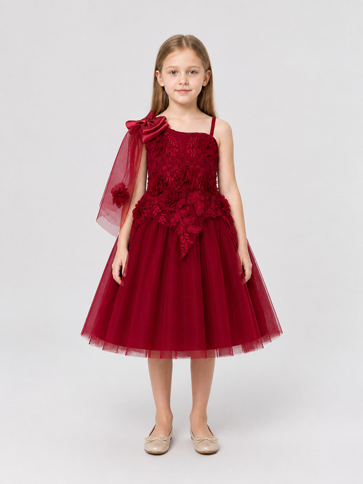 Full Party Dress with Tulle Cape on-model view