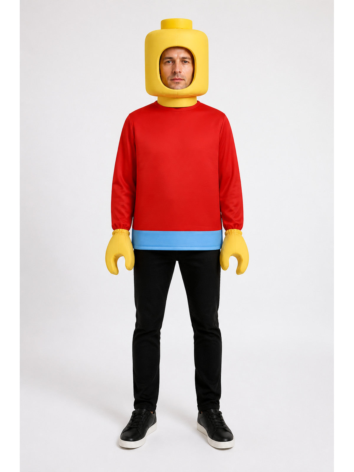 Red Block-Character Costume with Yellow Head main product view