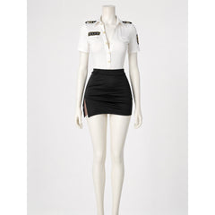 Women's Police Officer Costume Set with Epaulettes and Gold Buttons