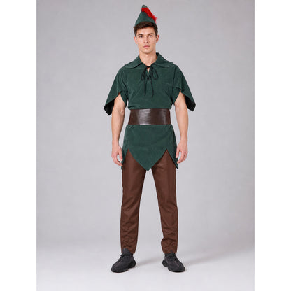 Robin Hood cosplay costume, green set on-model view