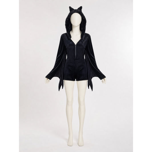 Hooded Bat Jumpsuit with Wings