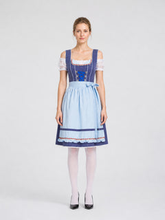 Bavarian Ethnic Dress with Apron and Floral Trim