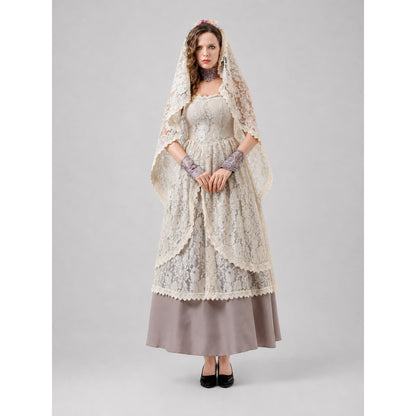 Death Cloak with Lace Cape and Dress for Halloween on-model view