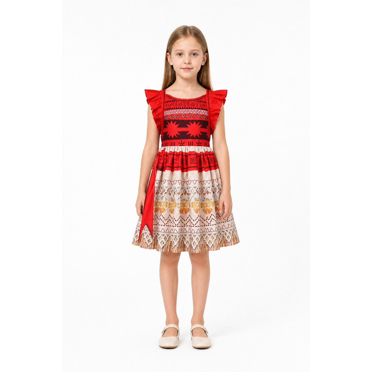 Children’s costume dress with a print and ruffles main product view
