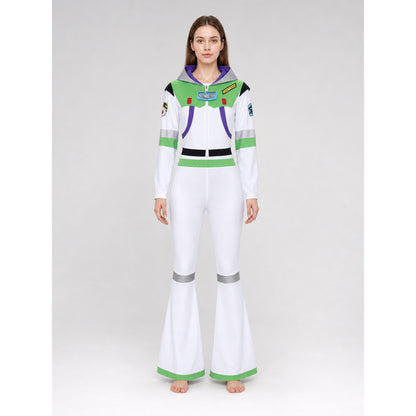 Buzz Lightyear Cosplay Costume: Top, Pants, and Bow on-model view