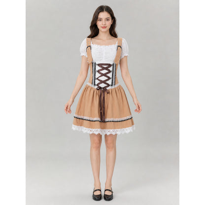 Bavarian Lace-Up Dress with Lace for Cosplay
