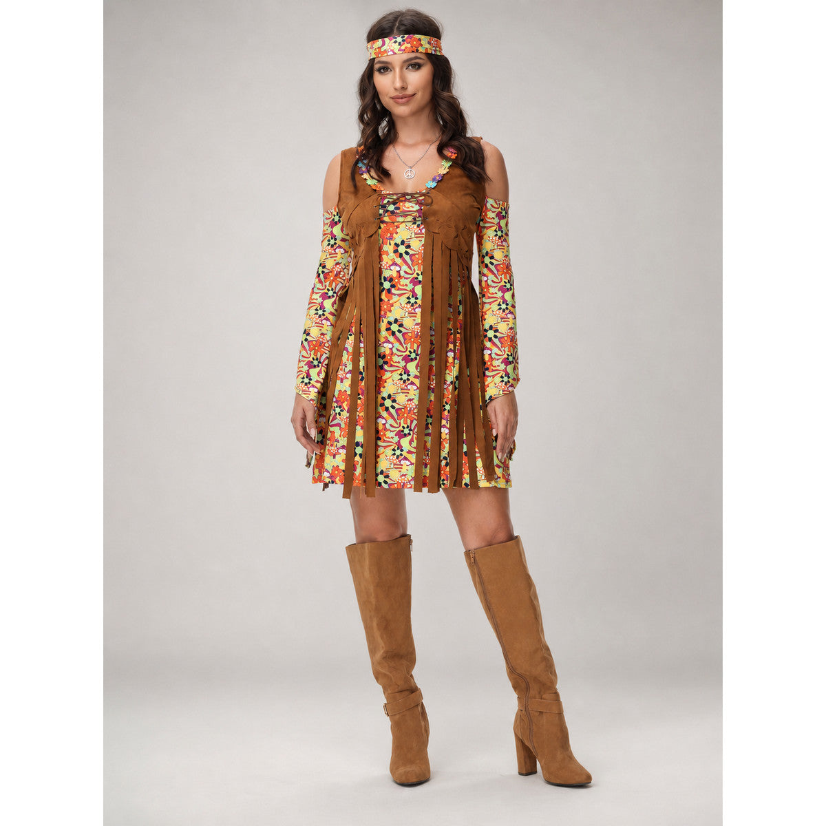Retro Fringe Dress with Floral Print