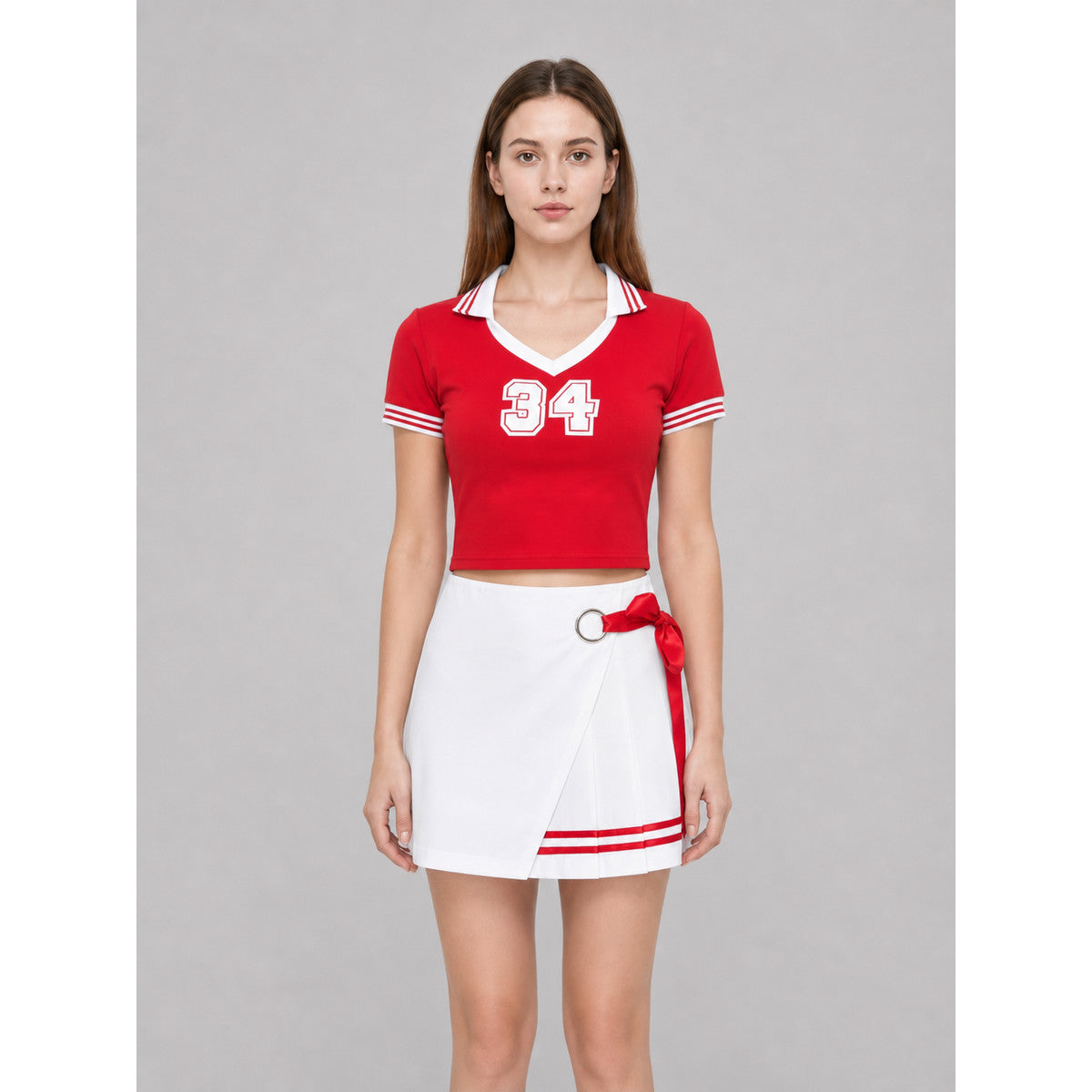 Cheerleading-Style Performance Costume, Top and Skirt front view