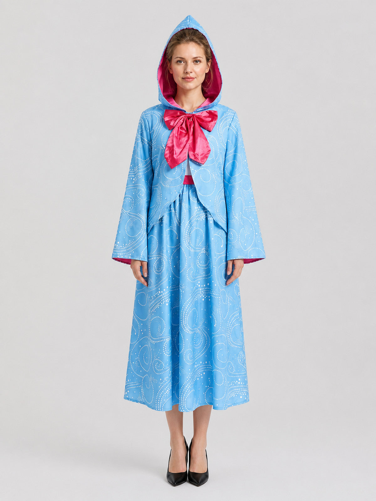 Halloween Fairy Godmother Costume with Hood and Bow on-model view