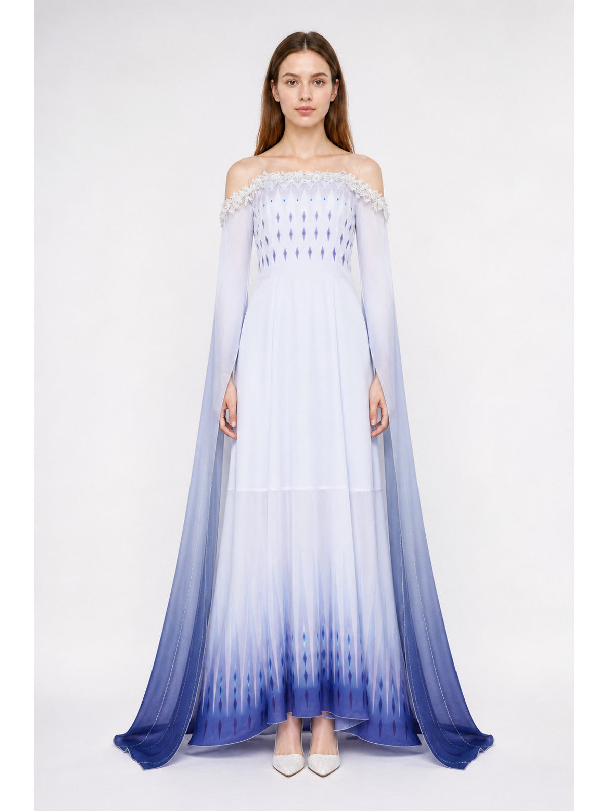 Elsa Gradient Dress with Train for Halloween