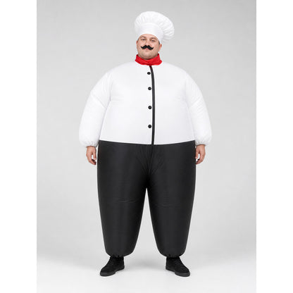 Inflatable Chef Costume with Hat and Mustache on-model view