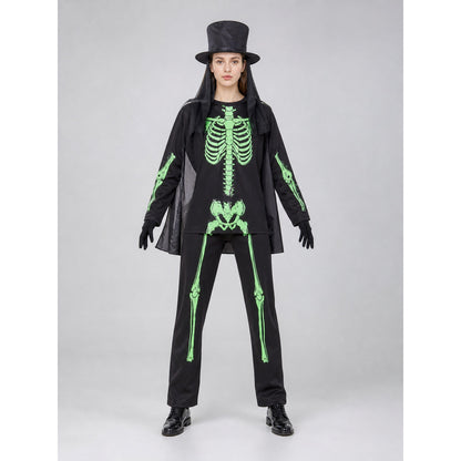 Skeleton Costume: Robe, Pants, and Hat for Halloween