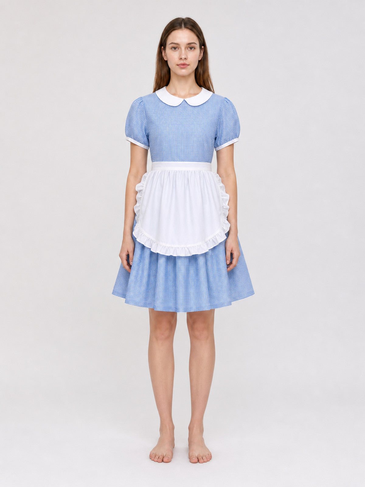 Plaid Costume Dress with Apron on-model view