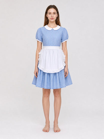 Plaid Costume Dress with Apron on-model view