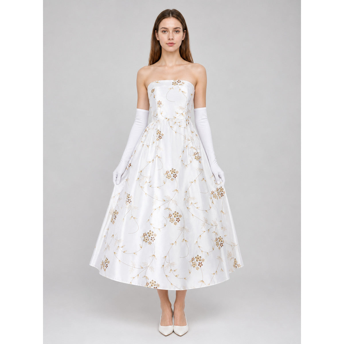 The Princess Diaries Cosplay Dress with Gloves on-model view