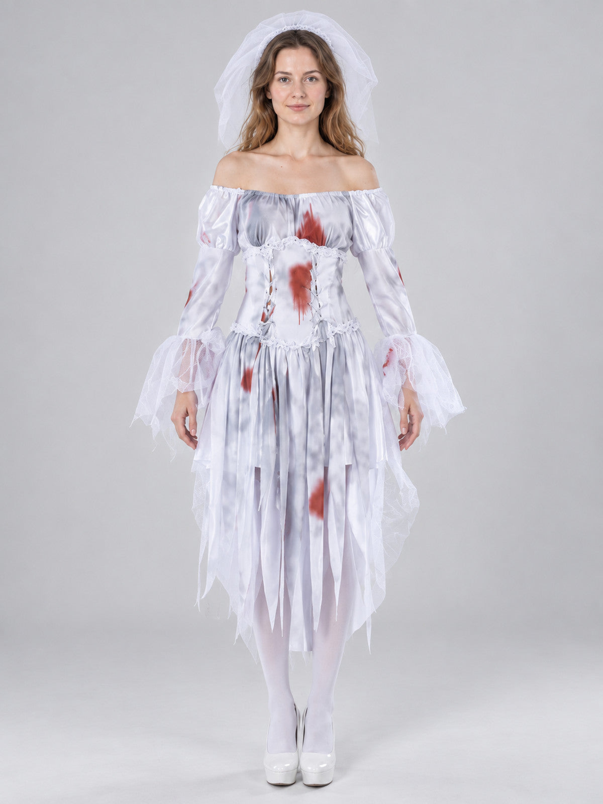 Ghost Bride Costume: White Dress with Veil