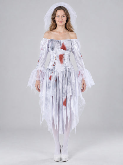 Ghost Bride Costume: White Dress with Veil