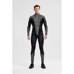 Spider-Man Black and White Jumpsuit with Web Pattern for Cosplay