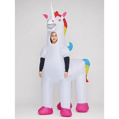 Rainbow Inflatable Unicorn Costume for Parties on-model view
