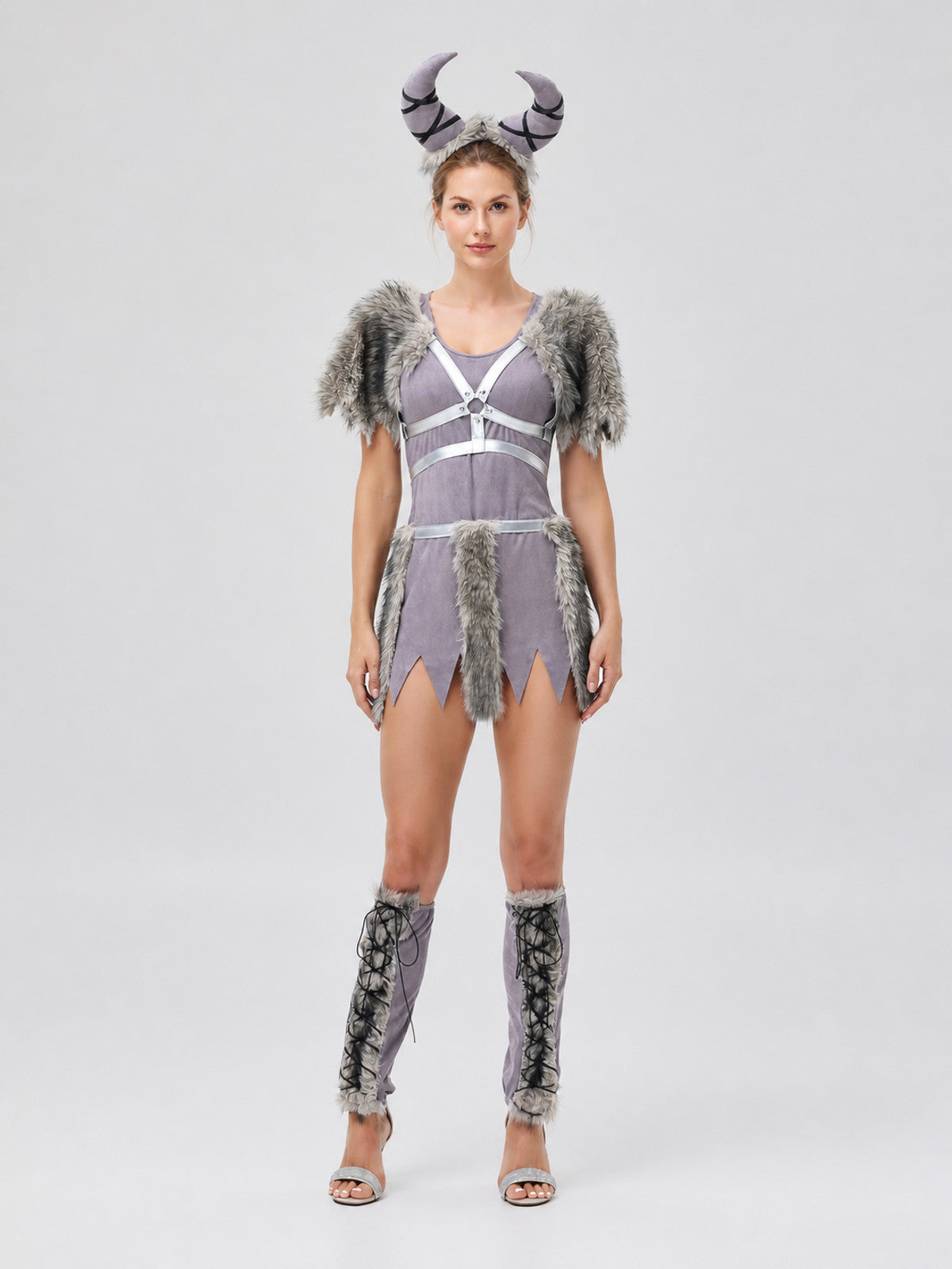 Halloween Viking Costume with Horns and Fur