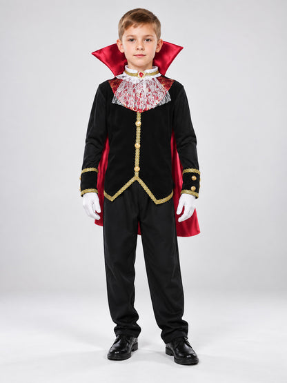 Vampire Costume with Red Cape on-model view