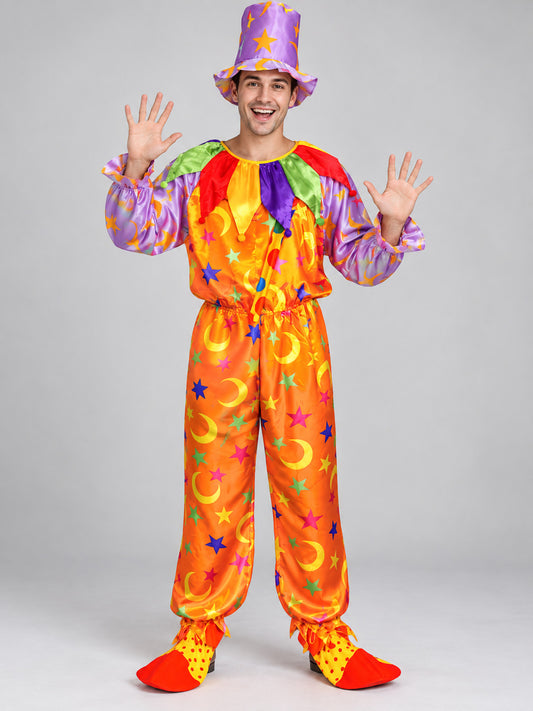 Adult Clown Costume with Jumpsuit and Hat