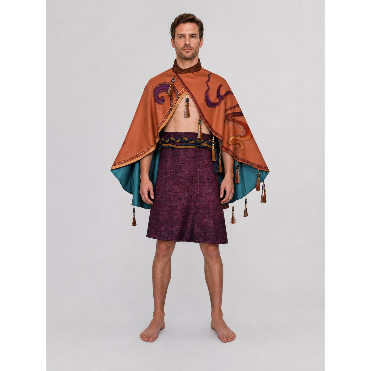 Avatar 3 Cosplay Costume with Cape, Apron, and Belt on-model view