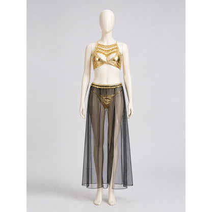 Cleopatra Costume with Sequins and a Sheer Skirt with a Slit