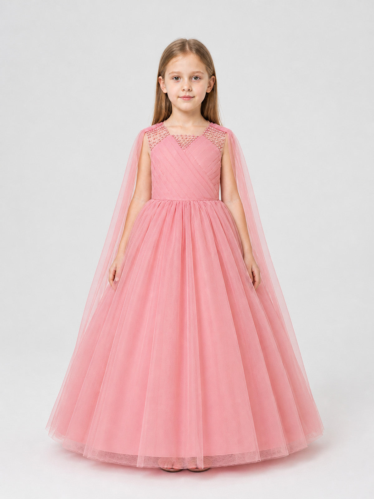 Full Princess Dress with a Tulle Cape Train