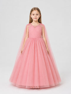 Full Princess Dress with a Tulle Cape Train