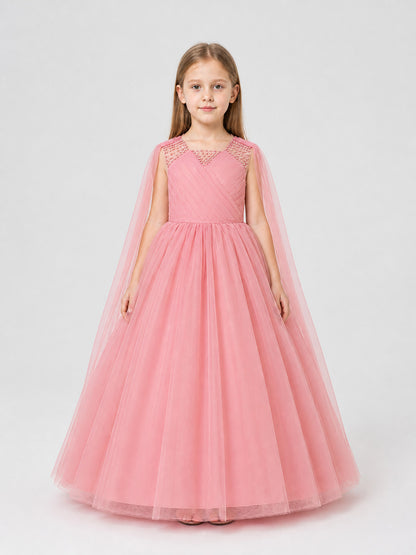 Full Princess Dress with a Tulle Cape Train
