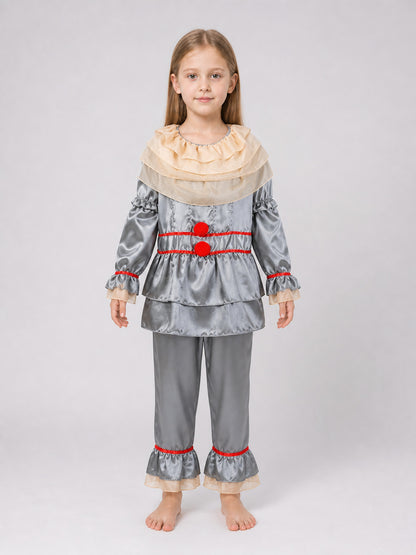 Clown Costume with Ruffles and Red Trim