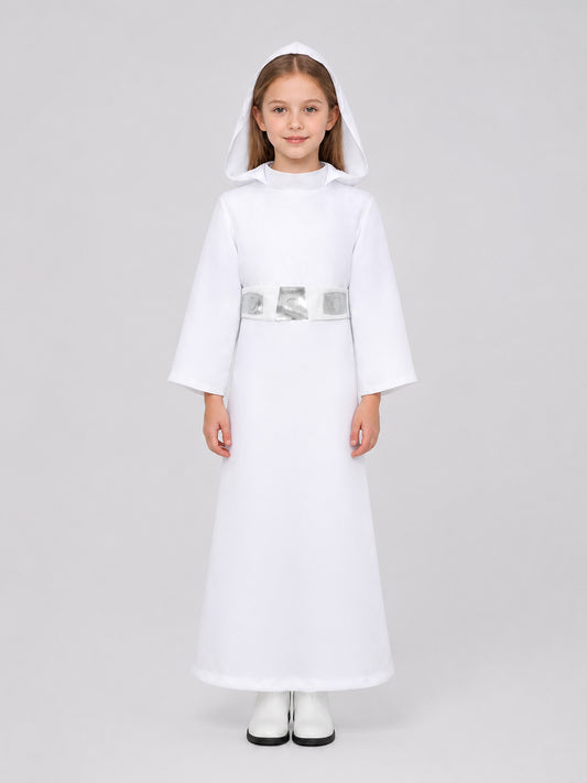 Princess Leia Costume from Star Wars with Hood and Belt on-model view