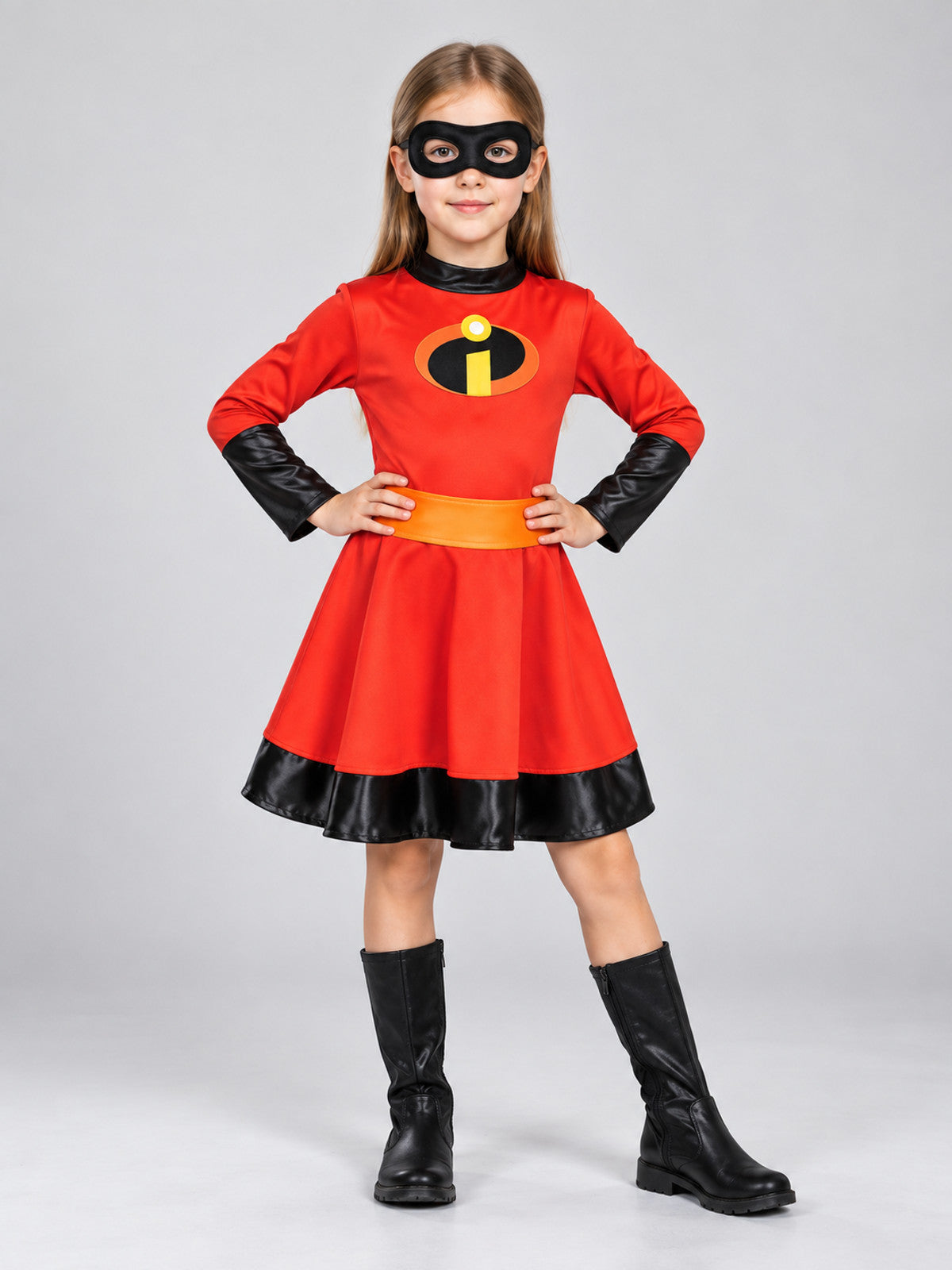 Kids' Costume Set with Dress, Mask, and Yellow Belt