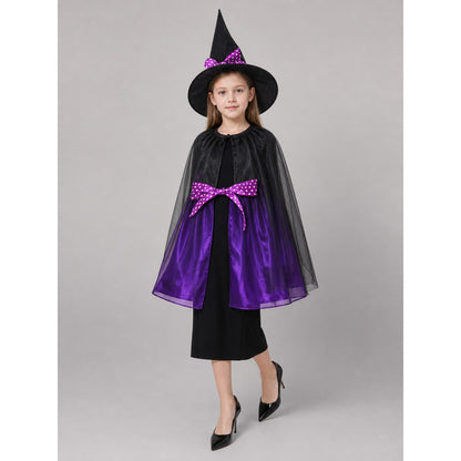 Purple Carnival Cloak with Witch Hat front view