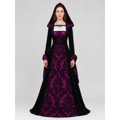 Gothic Hooded Dress with a Full Skirt