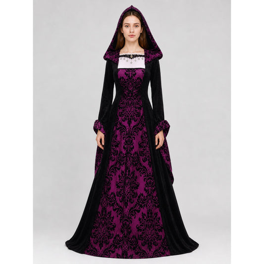 Gothic Hooded Dress with a Full Skirt