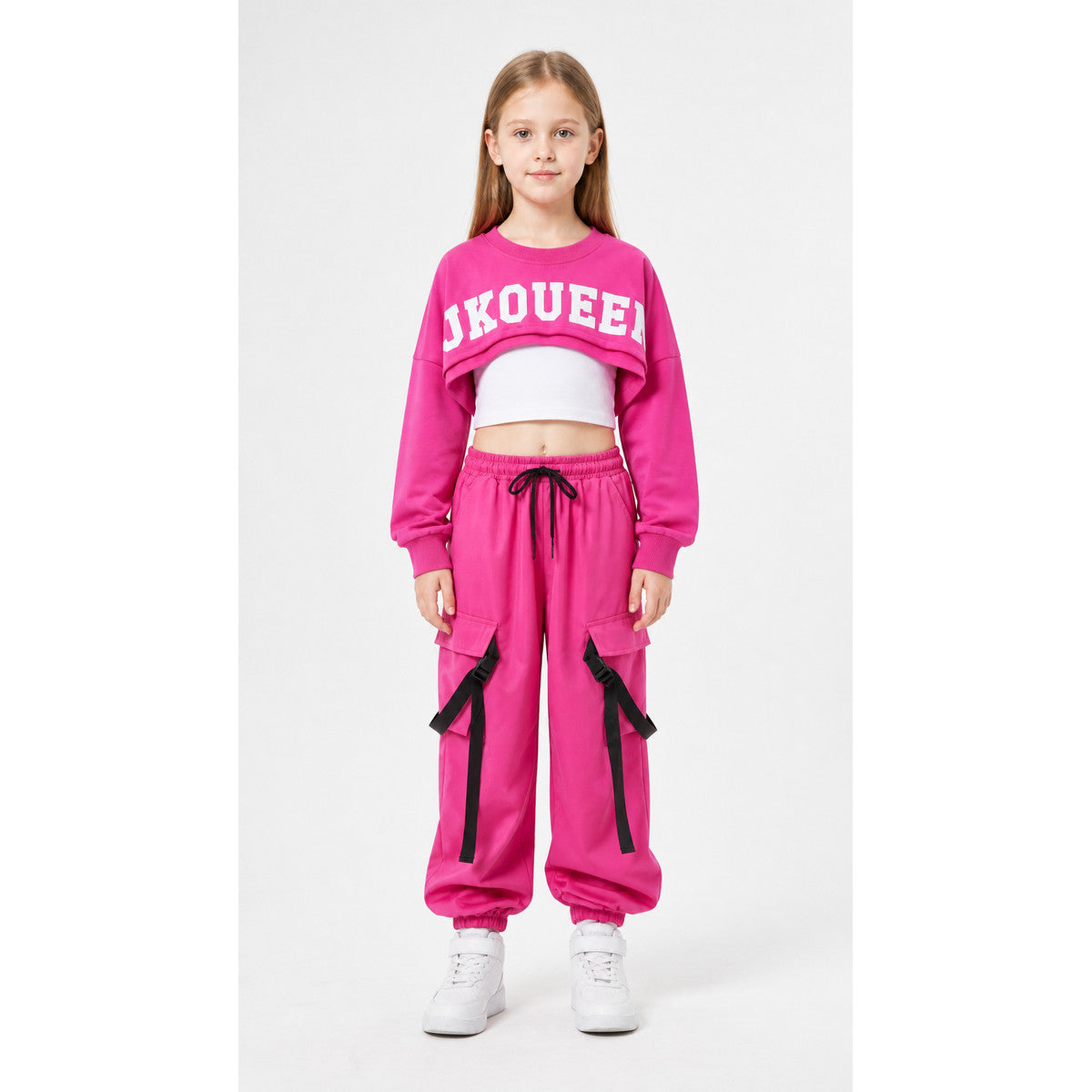 Kids' Pink Dance Costume with Top and Cargo Pants main product view