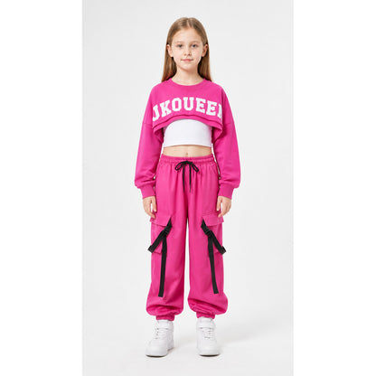 Kids' Pink Dance Costume with Top and Cargo Pants main product view