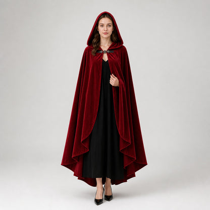 Red medieval carnival cloak with hood