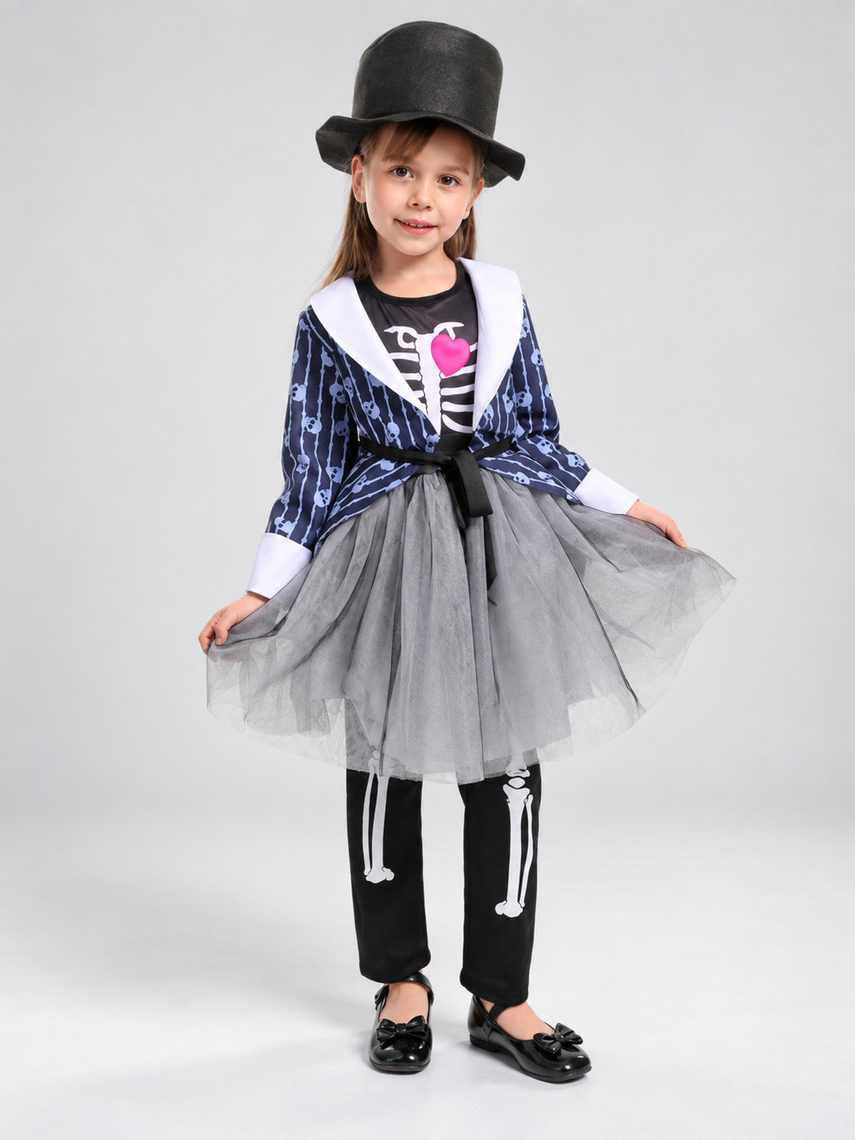 Kids' Skeleton Costume with Top Hat