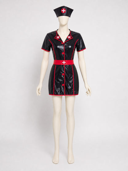 Medical Staff Role-Play Costume with Shorts and Cap front view