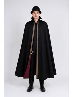 Cape with a High Collar and Gold Trim for Cosplay