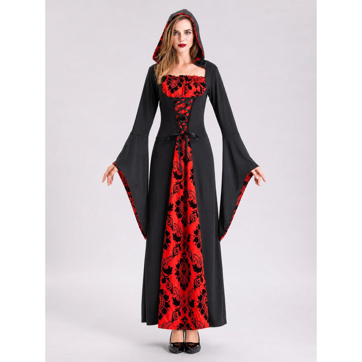 Long Gothic-Style Hooded Dress