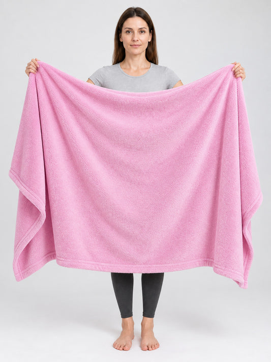 Pink polyester soft fluffy solid blanket