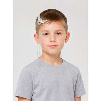 Carnival Headpiece, Silver Crescent Hair Clip
