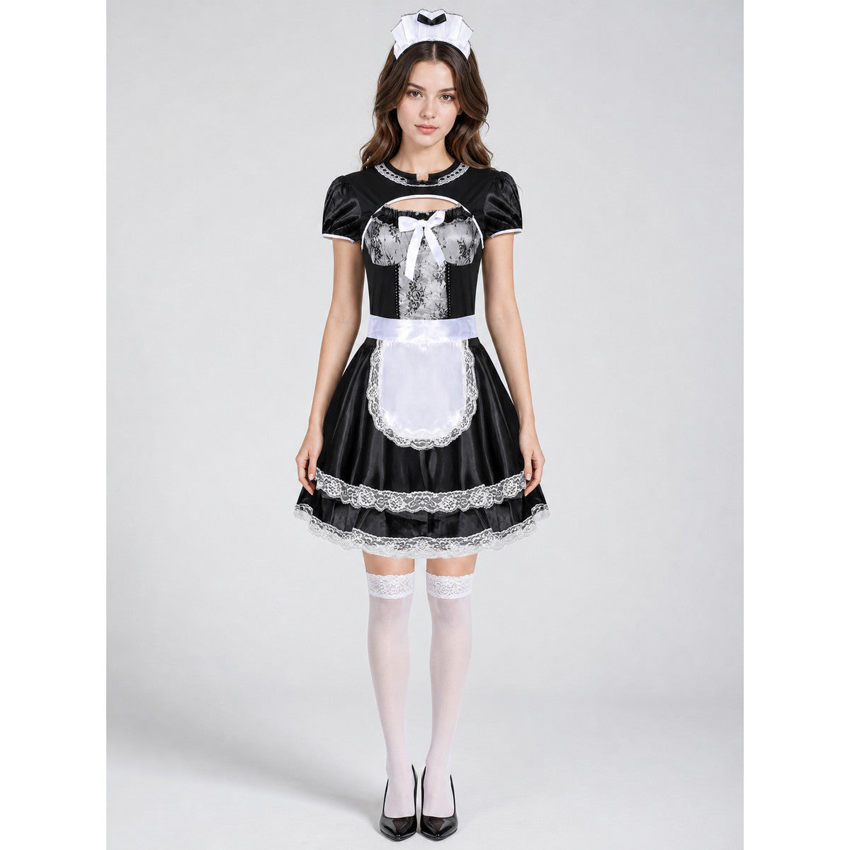 Professional Maid Costume with Apron and Lace