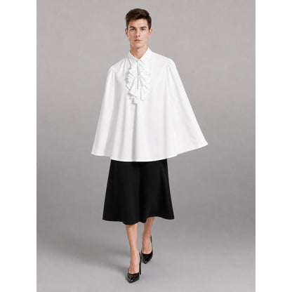 White Blouse with Jabot and Long Sleeves