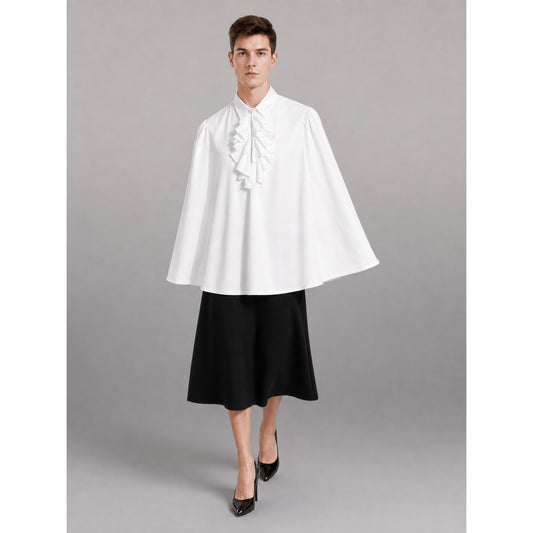 White Blouse with Jabot and Long Sleeves
