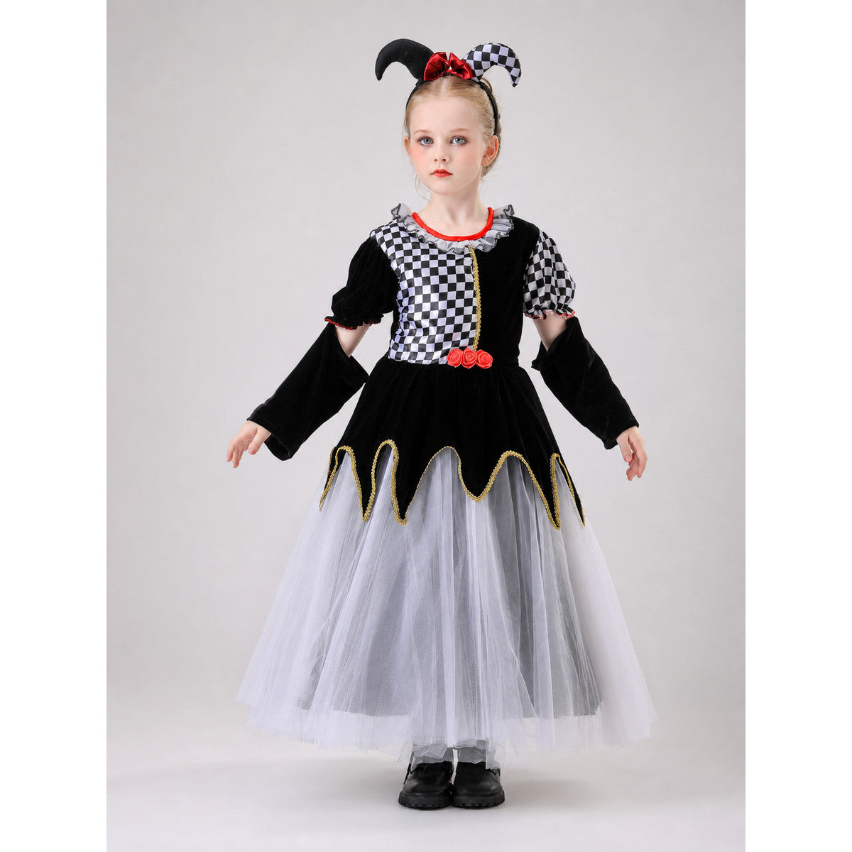 Costume Dress with a Plaid Bodice and Full Skirt